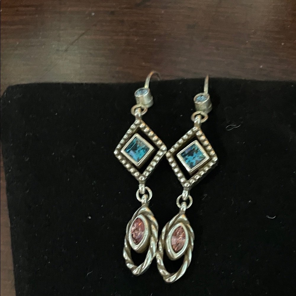 Elegant Silver and Blue Dangle Earrings